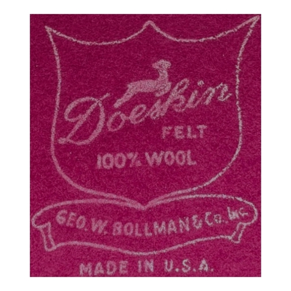 Vintage Bollman Doeskin 100%Wool Felt Hat Fascinator Pink Fuschia Feather Ribbon - Picture 9 of 9